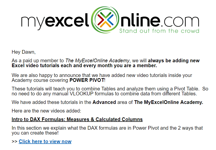 Microsoft Excel Online Courses & Excel Training | MyExcelOnline.com