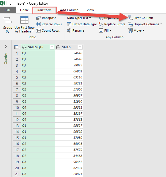 columns 3 pivot table Create Free Pivot  Power Query  Using Microsoft Columns