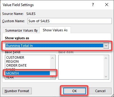 Show Pivot Table Values As a Running Total In