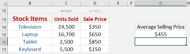 Sumproduct & Weighted Averages