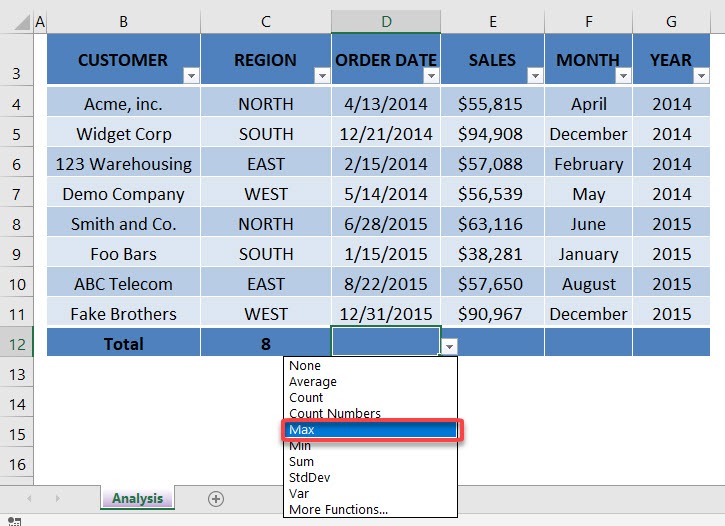 Excel Table: Row Calculations