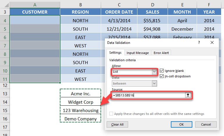 Drop Down Menu In Your Excel Table