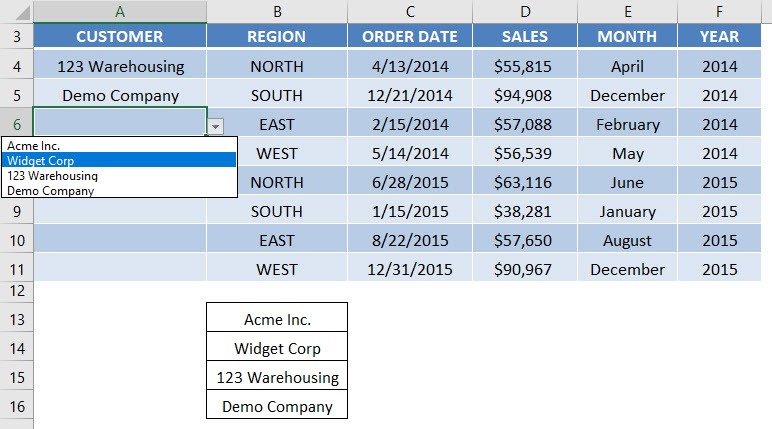 Drop Down Menu In Your Excel Table