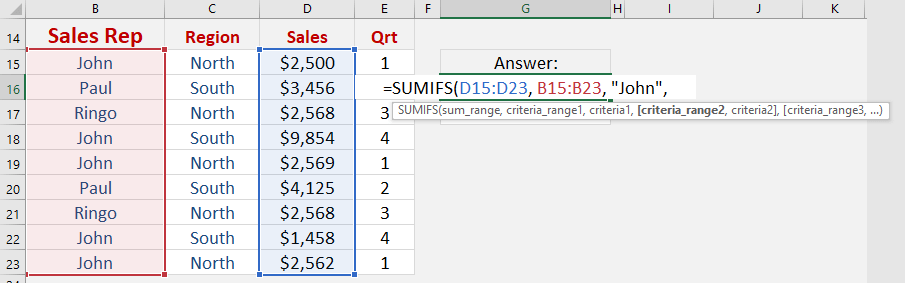 SUMIFS Function: Introduction