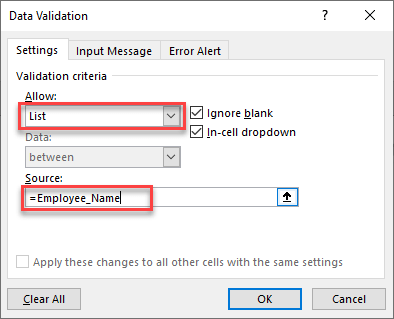 Dynamic Data Validation List