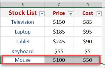 Vlookup in an Excel Table