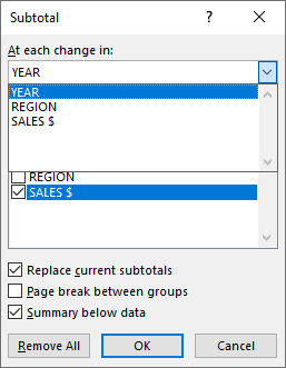 Excel's Subtotal Feature