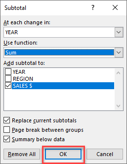 Excel's Subtotal Feature