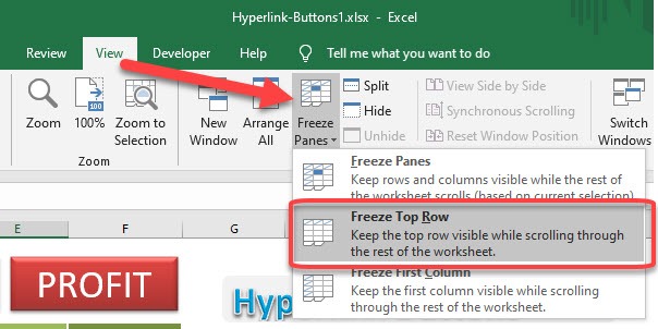 Excel Hyperlinks: Buttons