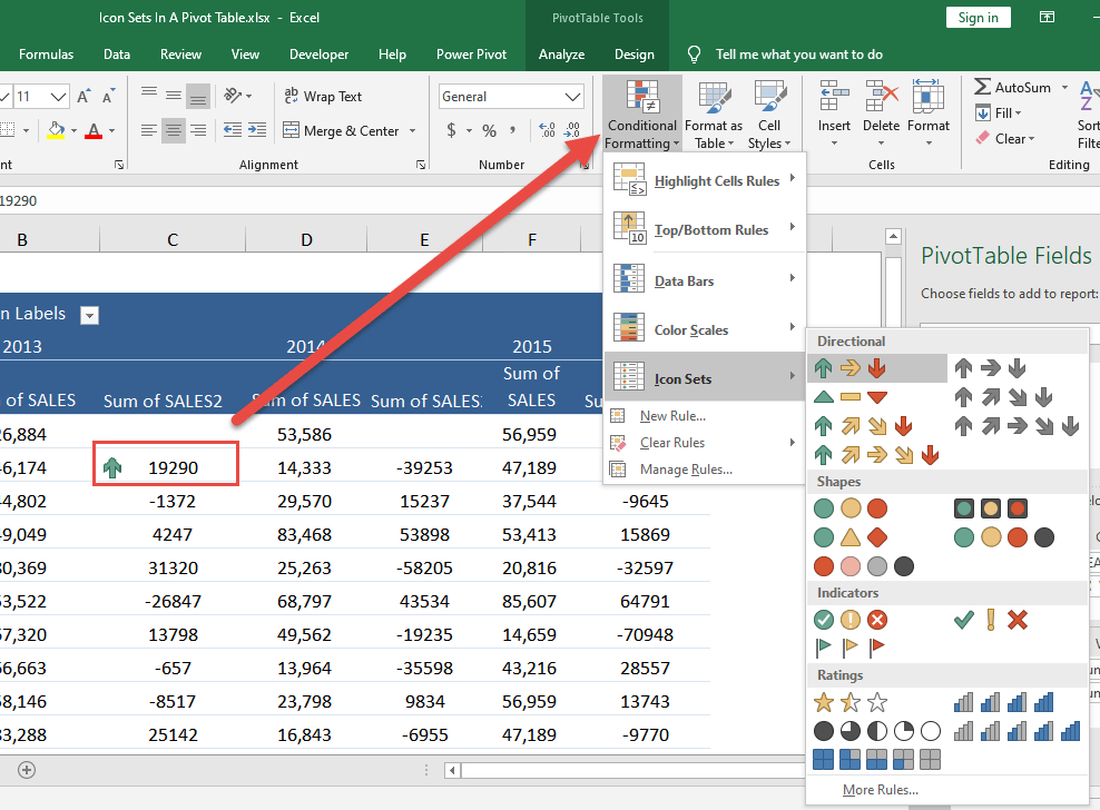 Icon Sets In A Pivot Table