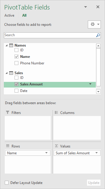 Linking Excel Tables in Power Pivot