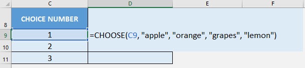 CHOOSE Formula in Excel