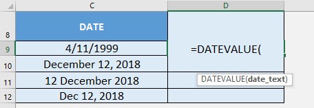 DATEVALUE Formula in Excel