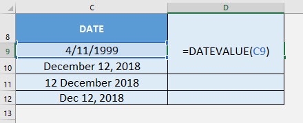 DATEVALUE Formula in Excel