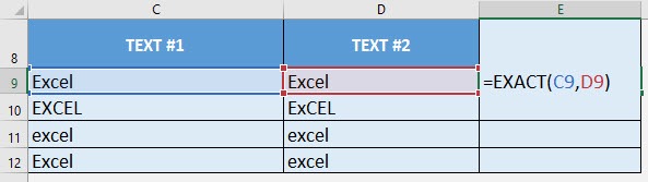 EXACT Formula in Excel