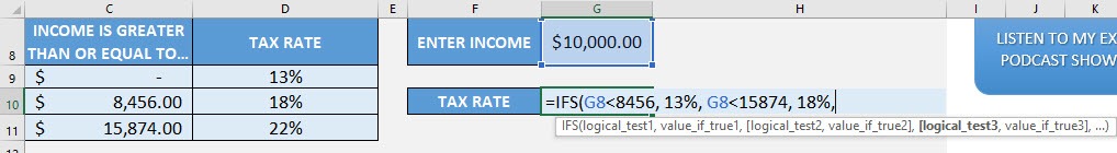 IFS Formula in Excel