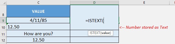 ISTEXT Formula in Excel