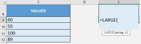 LARGE Formula in Excel