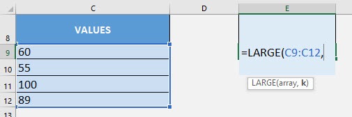 LARGE Formula in Excel