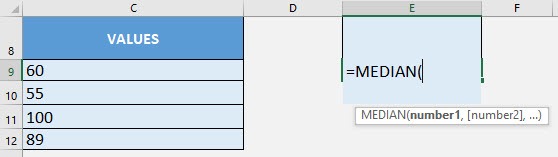 MEDIAN Formula in Excel