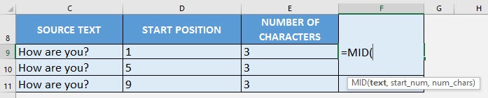 MID Formula in Excel