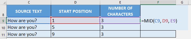 MID Formula in Excel