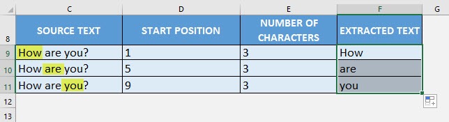 MID Formula in Excel