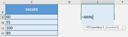 MIN Formula in Excel