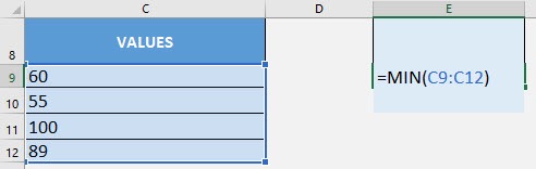 MIN Formula in Excel