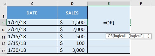 OR Formula in Excel