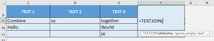 TEXTJOIN Formula in Excel