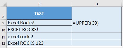 UPPER Formula in Excel