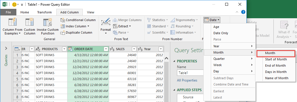 Split the Date Using Power Query or Get & Transform