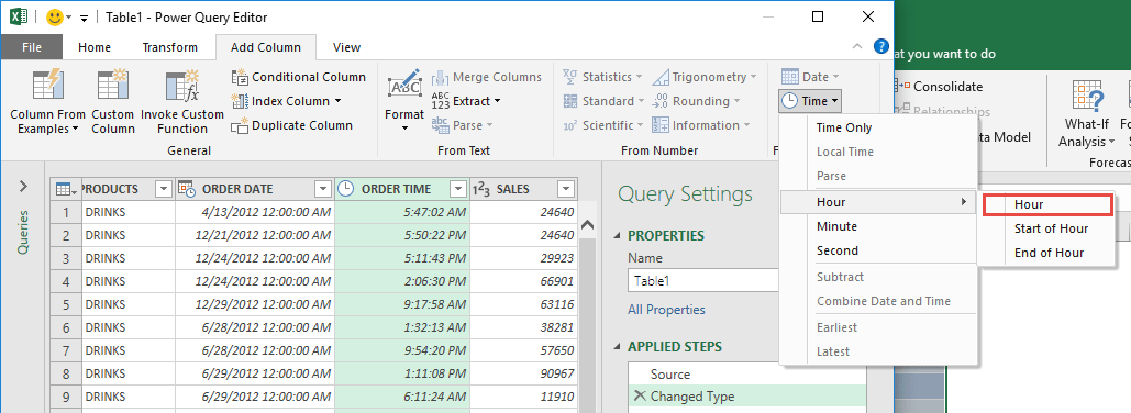 Split the Time Using Power Query or Get & Transform