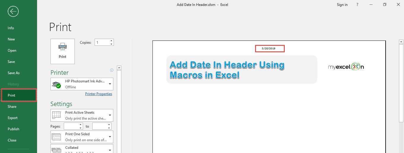 Add Date In Header Using Macros In Excel