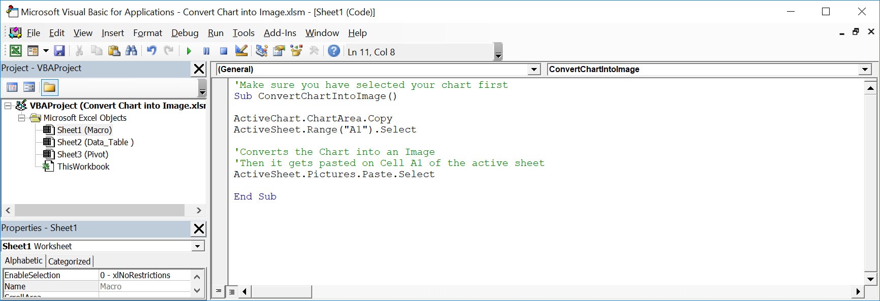 Convert Chart into Image Using Macros In Excel