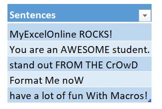 Convert Selection to Sentence Case Using Macros In Excel