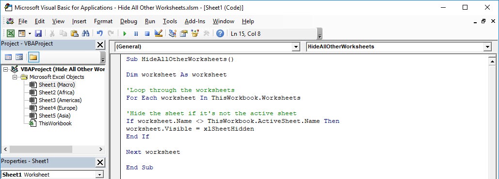 Hide All Other Worksheets Using Macros In Excel
