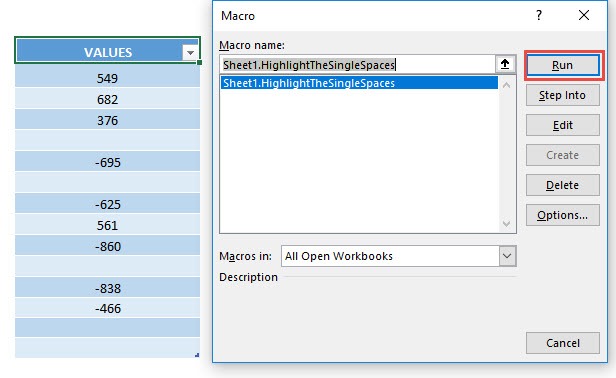 Highlight Cells with a Single Space Using Macros In Excel