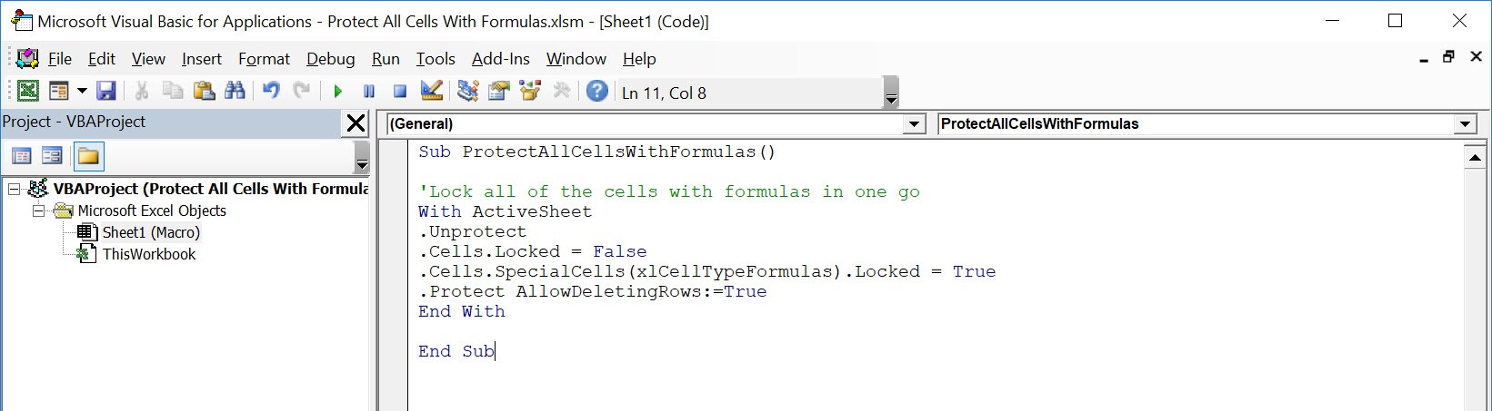 Protect All Cells With Formulas Using Macros In Excel