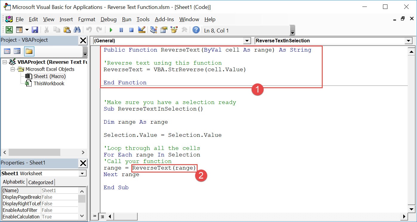 Reverse Text Function Using Macros In Excel