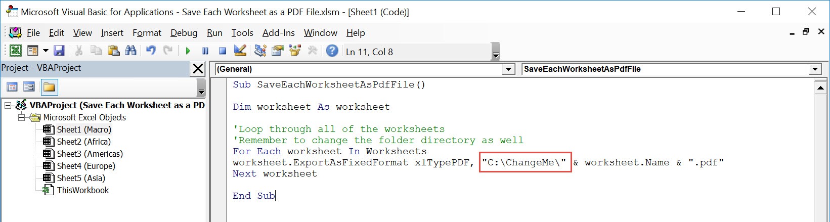 Save Each Worksheet as a PDF File Using Macros In Excel