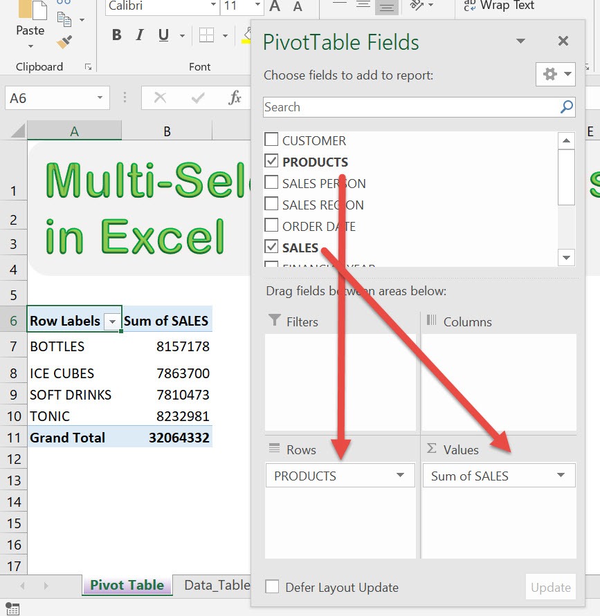 Multi-Select Slicer Items In Microsoft Excel Pivot Tables