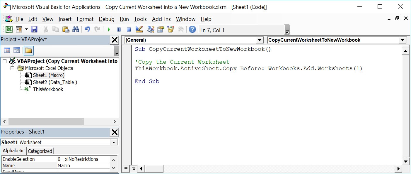 Copy Current Worksheet into a New Workbook Using Macros In Excel