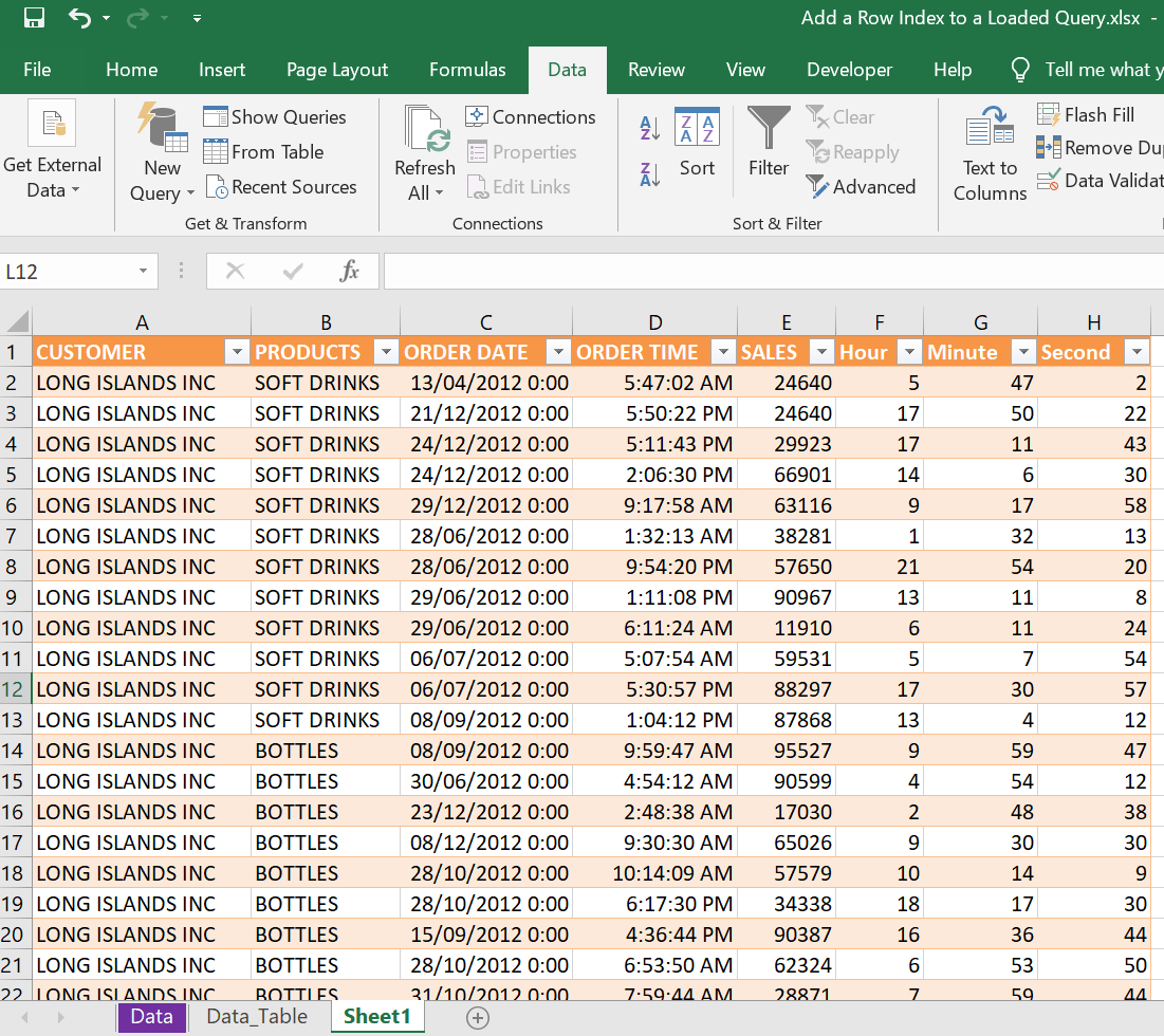 Add a Row Index to a Loaded Query Using Power Query