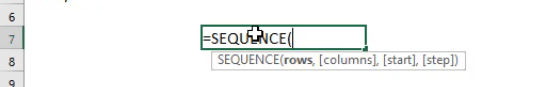 SEQUENCE Formula in Excel