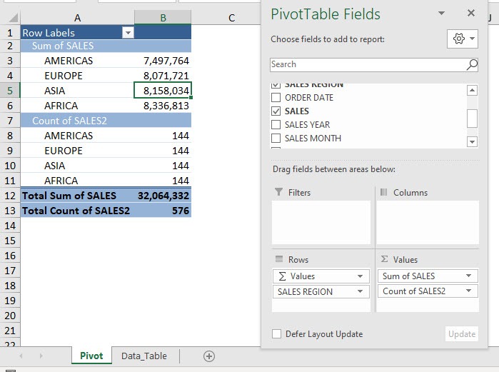 Change Sum View in Label Areas