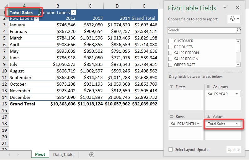 Field Name Formatting in Excel Pivot Tables