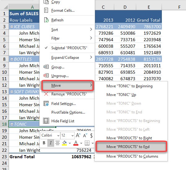 Move and Remove Fields and Items in Excel Pivot Tables