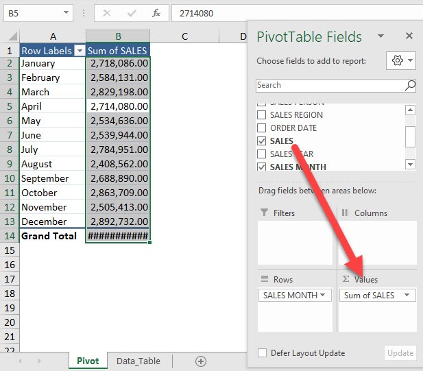 Predetermined Number Formatting in Excel Pivot Tables